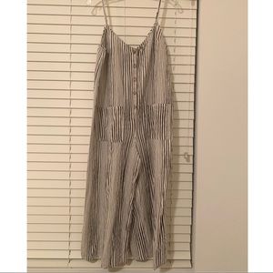 Billabong Black and White Striped Jumpsuit